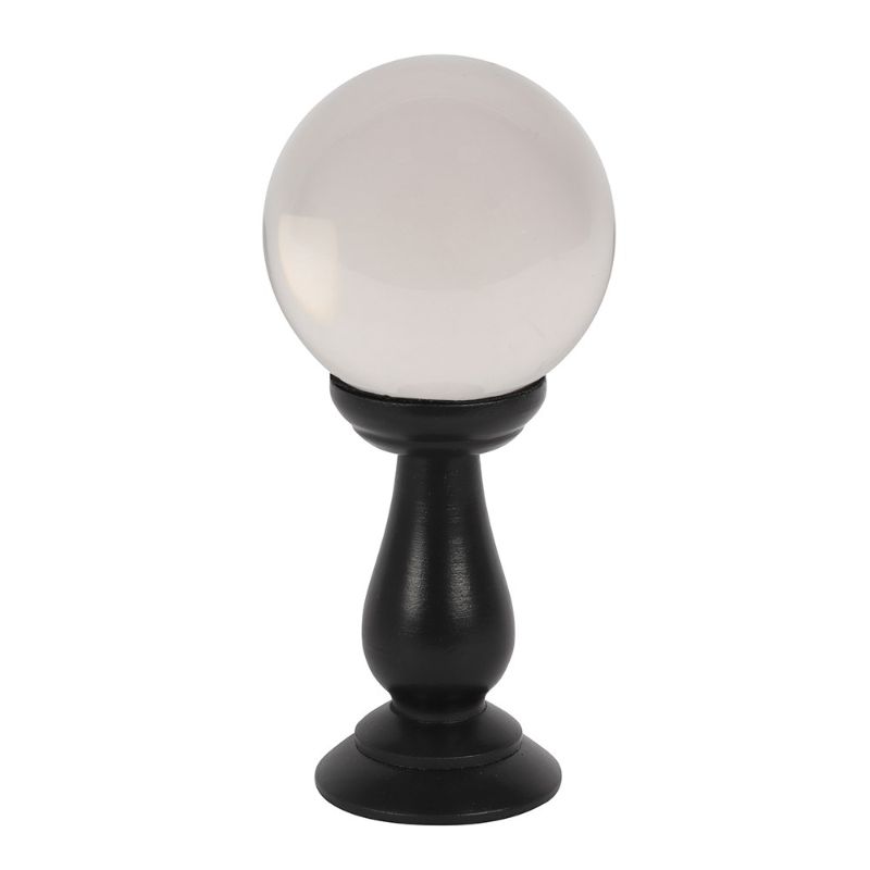 Clear Small Crystal Ball on Wooden Stand 90mm
