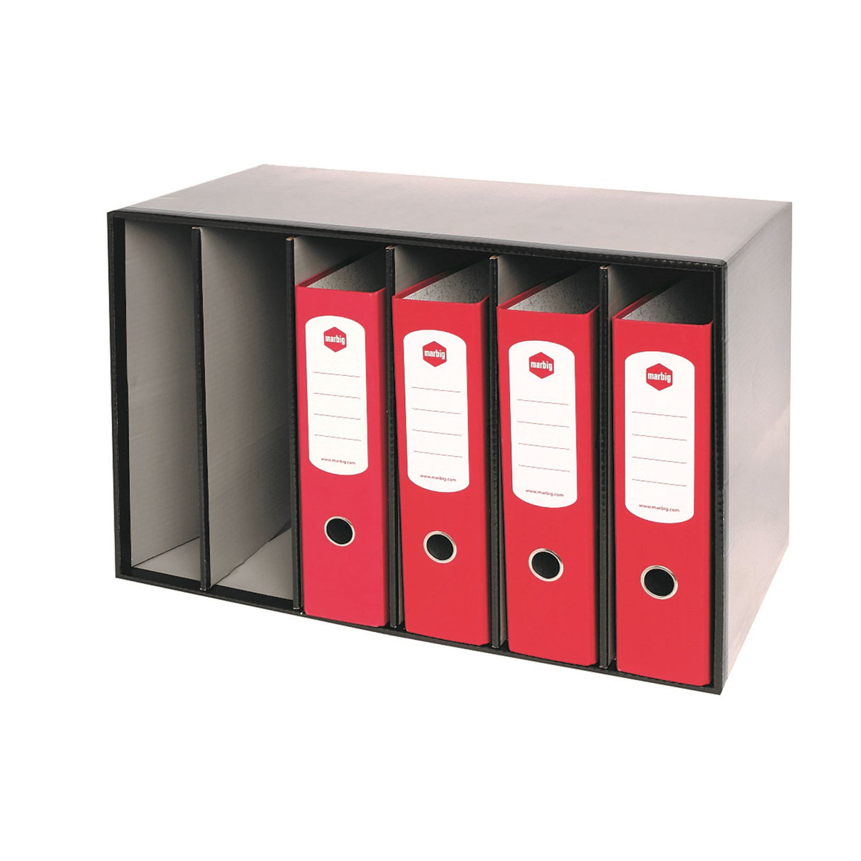 Marbig Stor A File in grey with 6 compartments for files and binders, can be used as stylish shelves, gloss finish.
