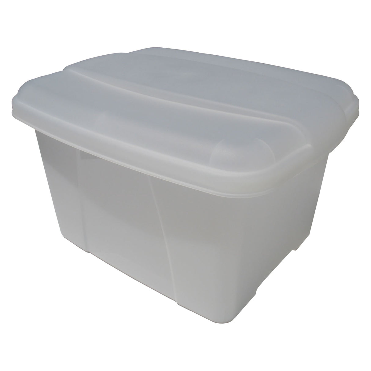 Clear stackable storage box for suspension files, featuring internal rails and a translucent design for easy visibility.