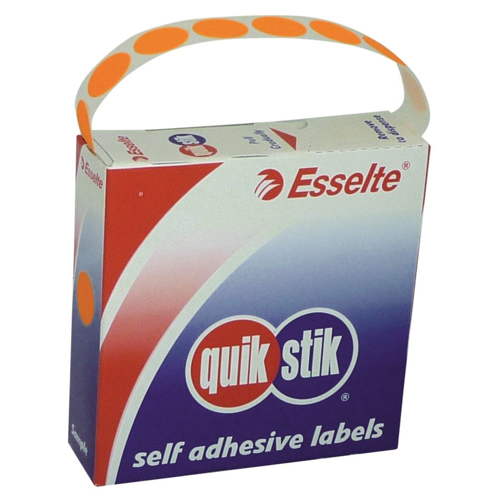 Quikstik Label Dispenser with 700 Fluoro Orange circular labels for efficient color coding and identification.