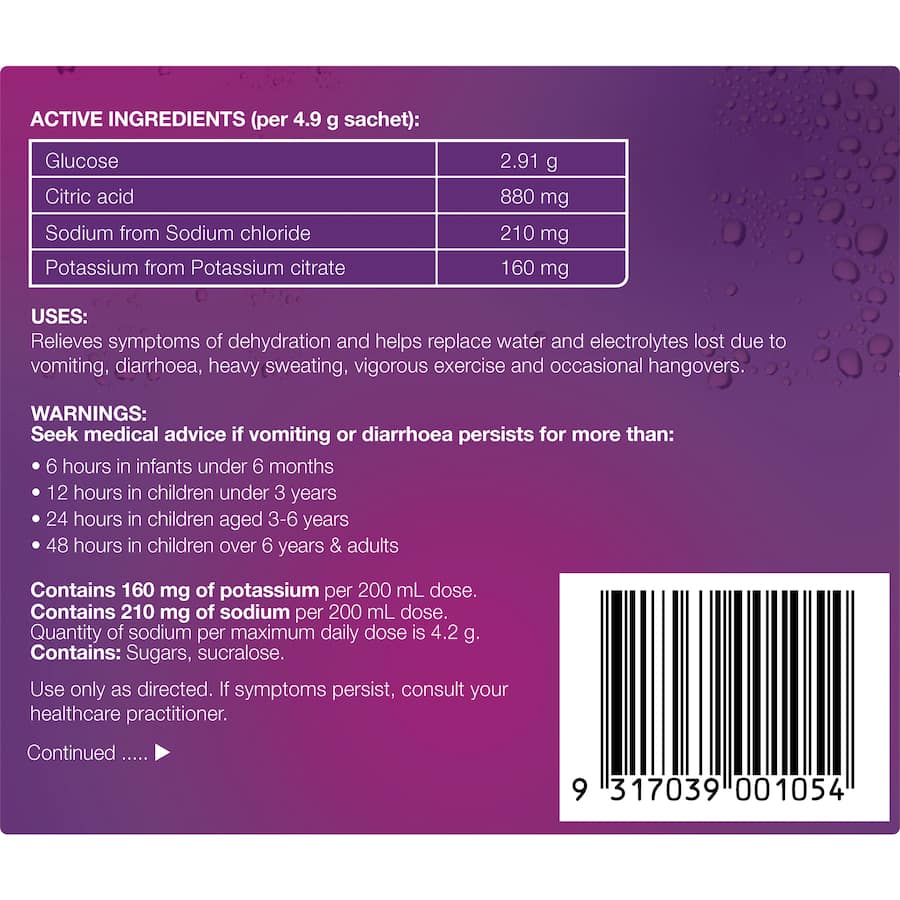 Hydralyte Effervescent Electrolyte Powder Apple Blackcurrant Sachets 10pack