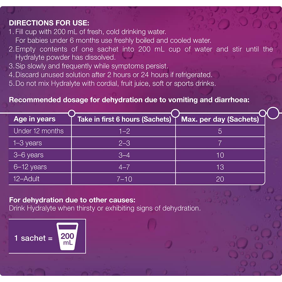 Hydralyte Effervescent Electrolyte Powder Apple Blackcurrant Sachets 10pack