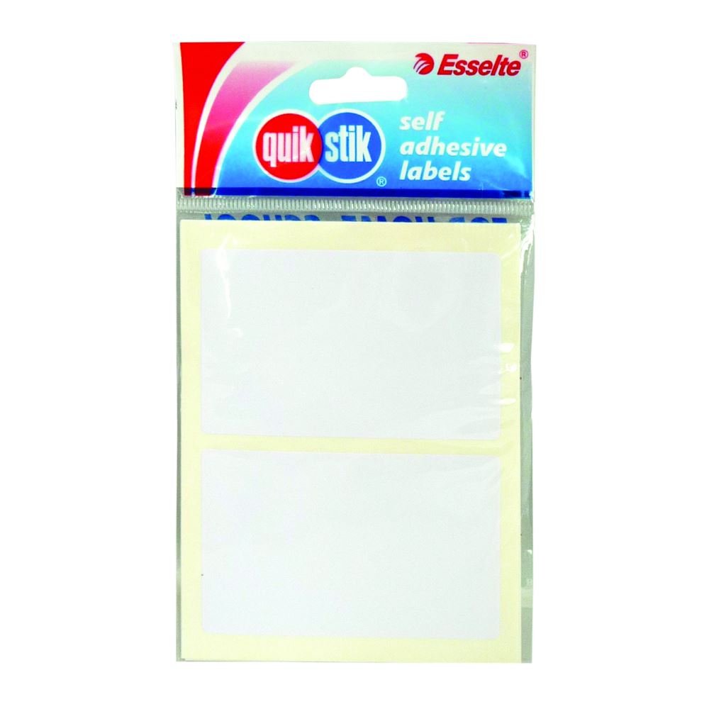 Quikstik white rectangle labels, 48x75mm, pack of 12 for efficient organization in home, office, and classroom.