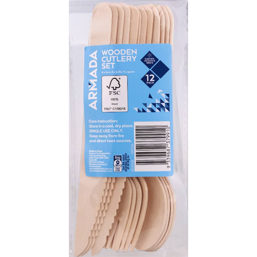 Armada Wooden Cutlery Set 12pack
