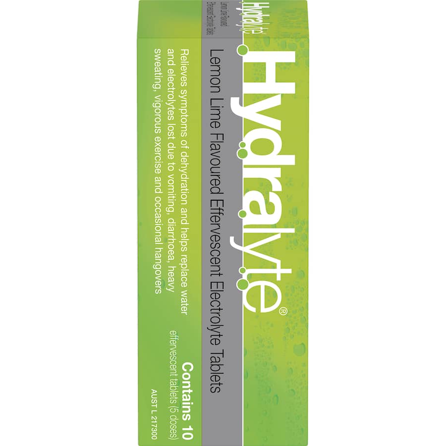 Hydralyte Effervescent Electrolyte Tablets Lemon Lime 10pack