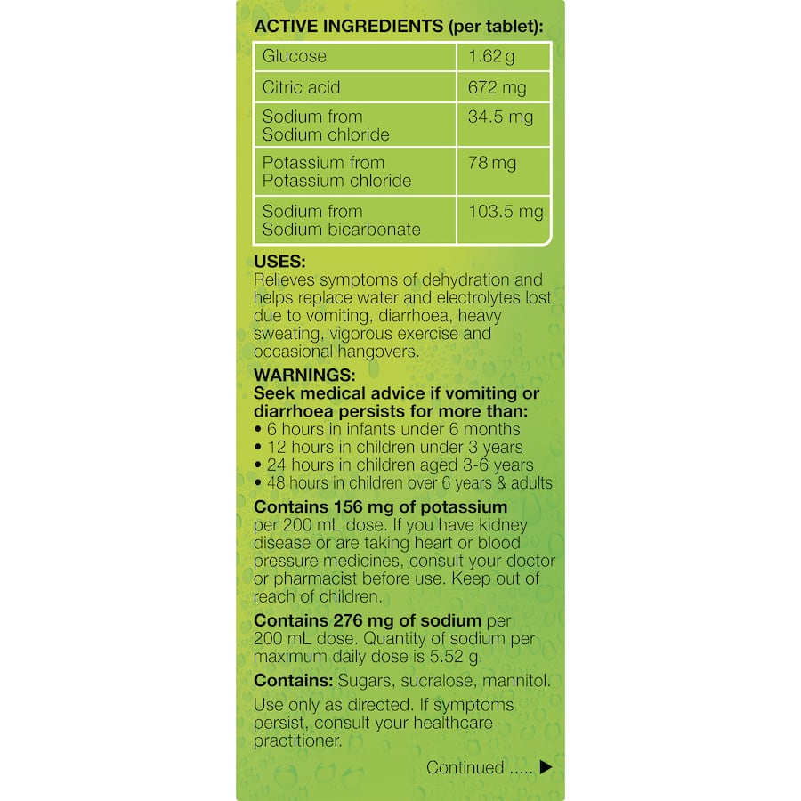 Hydralyte Effervescent Electrolyte Tablets Lemon Lime 10pack