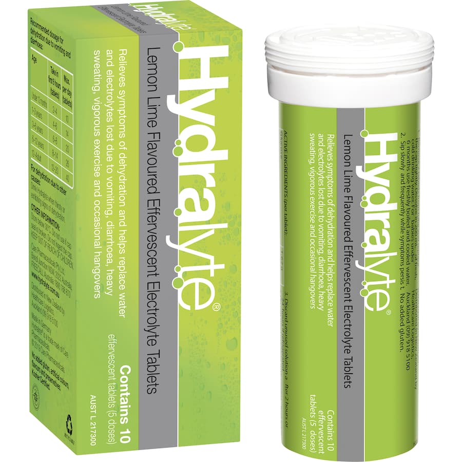 Hydralyte Effervescent Electrolyte Tablets Lemon Lime 10pack
