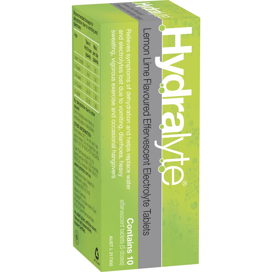 Hydralyte Effervescent Electrolyte Tablets Lemon Lime 10pack
