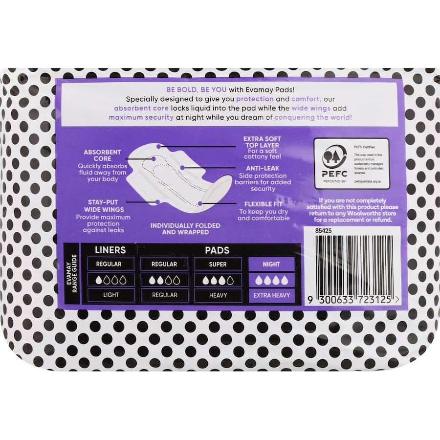 Evamay Night Time Pads With Wings - 12pack