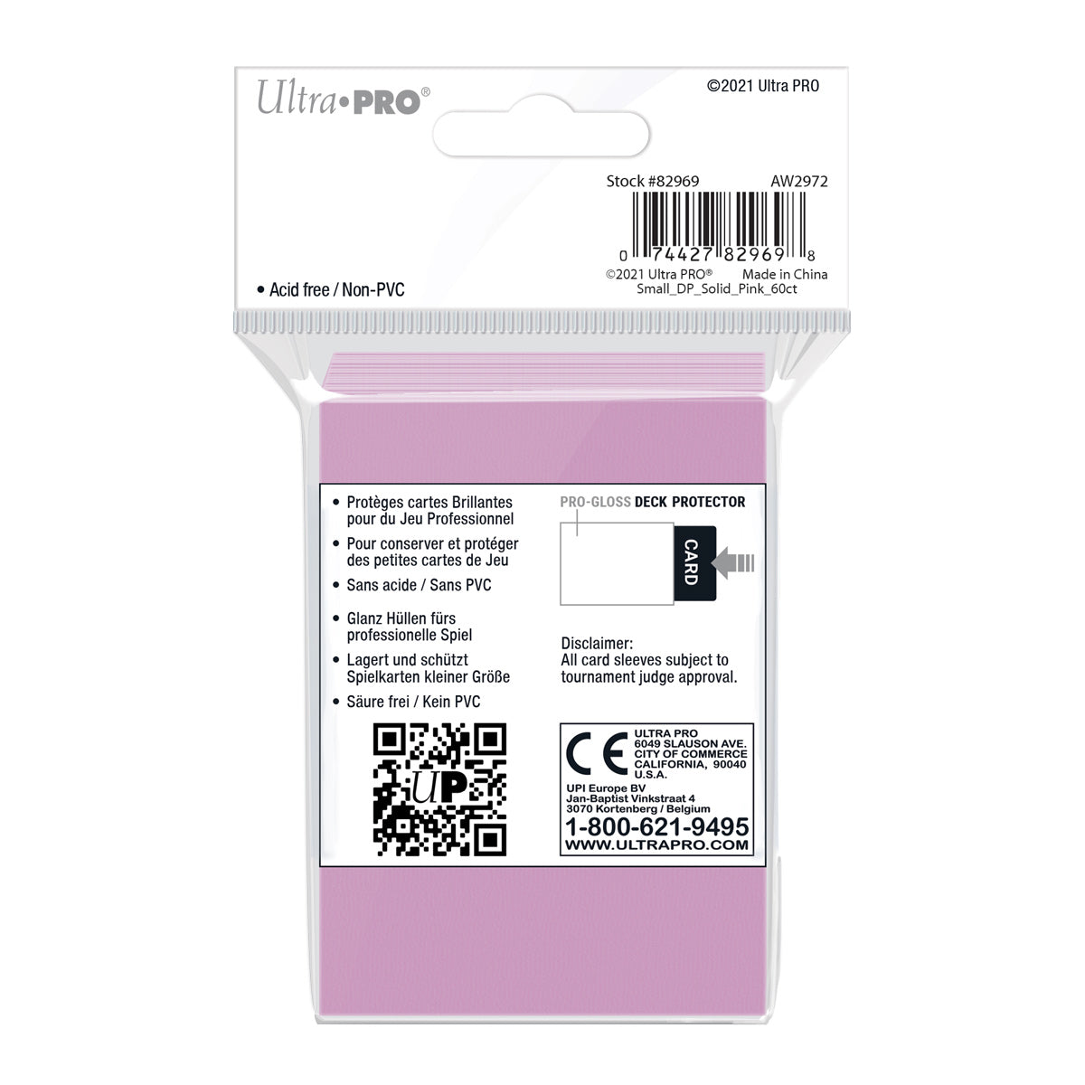 Ultra Pro: UP82969 PRO-Gloss 60ct Small Deck Protector sleeves: Pink