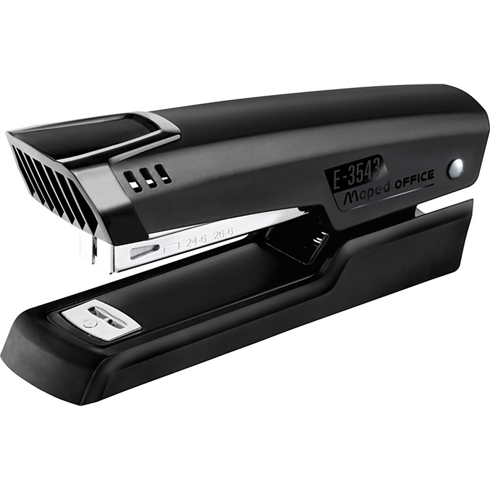 Maped Essentials Half Strip Stapler in metal, capable of stapling up to 25 sheets, ideal for home, office, and school use.