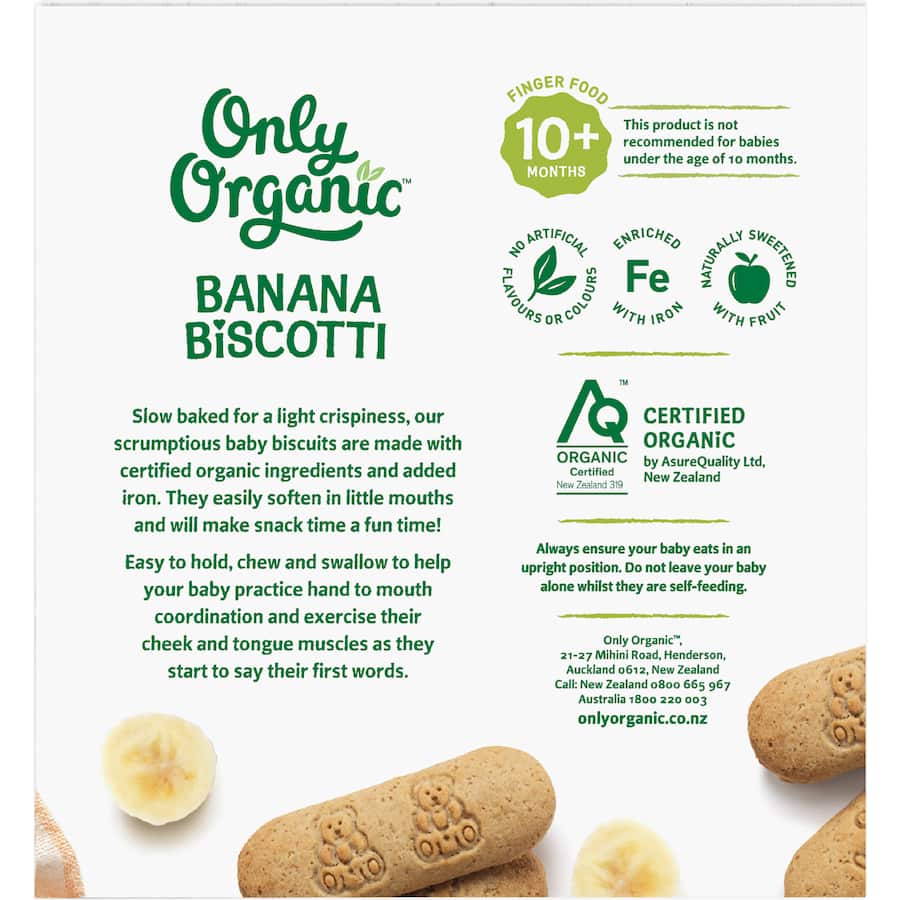 Only Organic Baby Snacks Banana Biscotti 100g