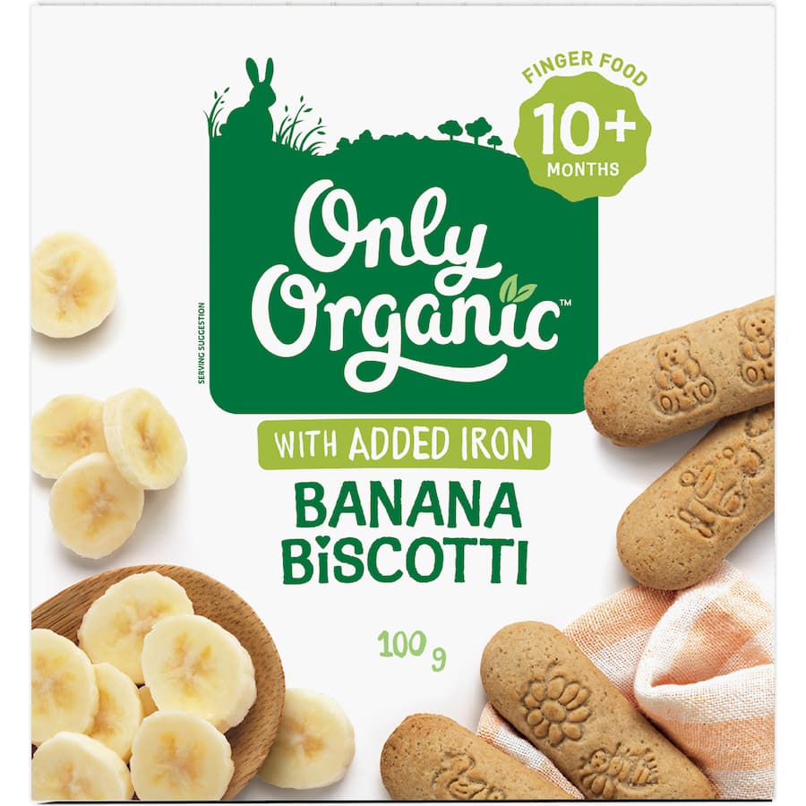 Only Organic Baby Snacks Banana Biscotti 100g
