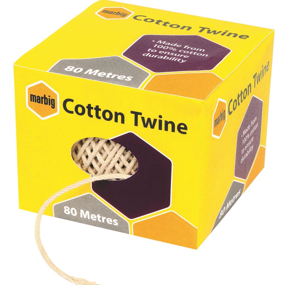 Natural cotton twine spool, 80m long, perfect for packaging, gardening, and DIY crafting projects.