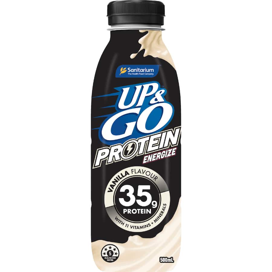 Sanitarium Up & Go Flavoured Milk Protein Energize Vanilla Bottle 500mL