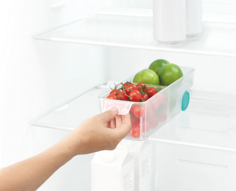 Joseph Joseph FridgeStore Small Storage: Compact refrigerator organizer with easy-pull handle, customizable divider, and smooth wheels.