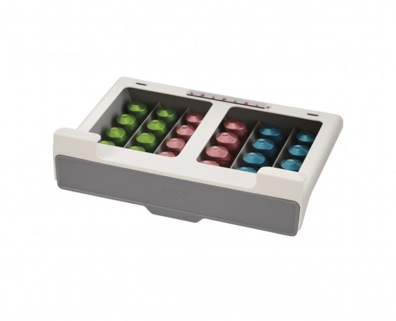 Joseph Joseph CupboardStore Coffee Pod Drawer, organized storage for 30 Nespresso® pods, installs under shelves save space.