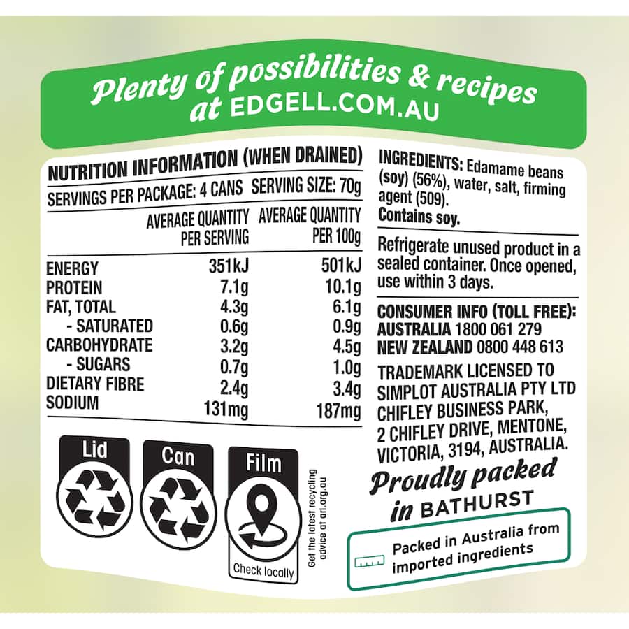 Edgell Edamame Beans 4 pack 500g