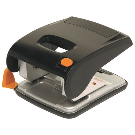 Marbig 2 Hole Punch, ergonomic design, quiet operation, punches up to 30 sheets with 60% less force. Ideal for home or office.