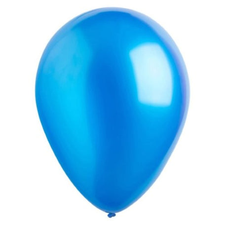 Bulk pack of 200 metallic royal blue latex balloons, perfect for elegant party decor and creating striking balloon arrangements.