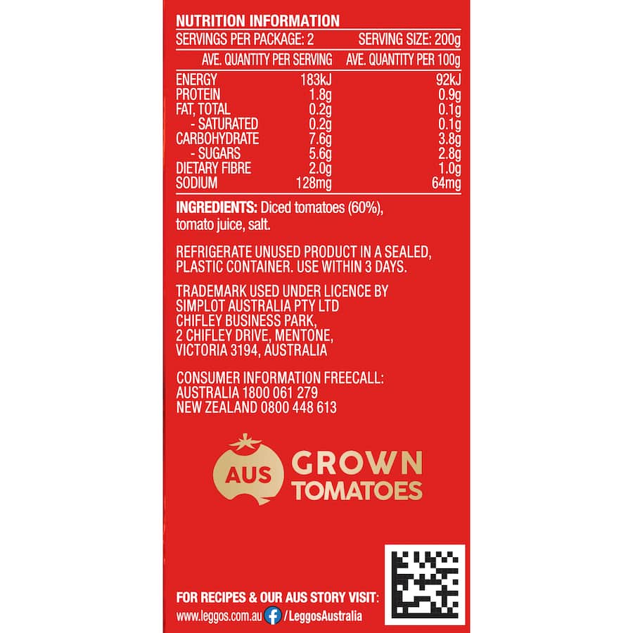 Leggo's Australian Tomatoes Diced 400g