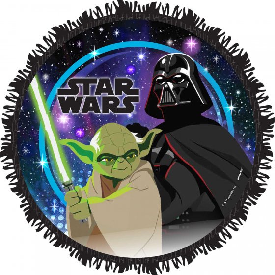 Star Wars Galaxy-themed pull string drum piñata, 35x35x9cm, ideal for festive celebrations.