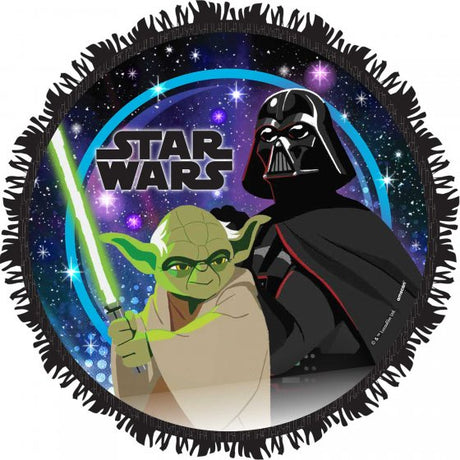 Star Wars Galaxy-themed pull string drum piñata, 35x35x9cm, ideal for festive celebrations.