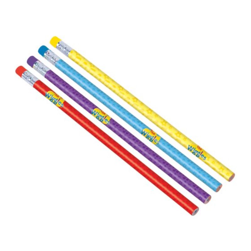 Set of 8 vibrant The Wiggles pencils featuring beloved characters, perfect for kids' parties and creative activities.