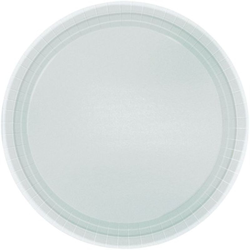 Set of 20 eco-friendly 23cm silver paper plates, perfect for stylish dining at any gathering.