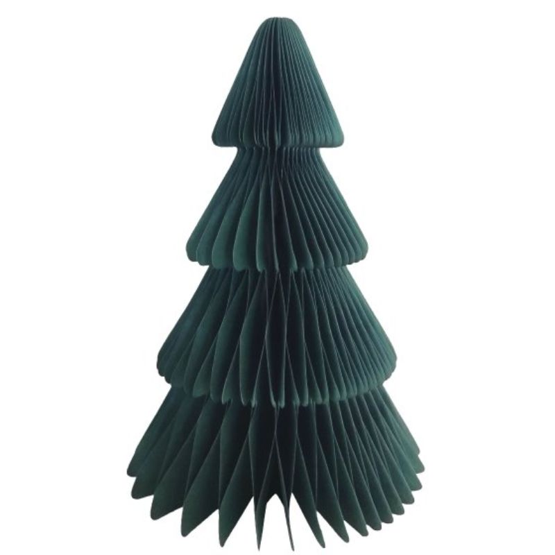 35cm green honeycomb tree decoration made of tissue paper, perfect for festive home décor and holiday celebrations.