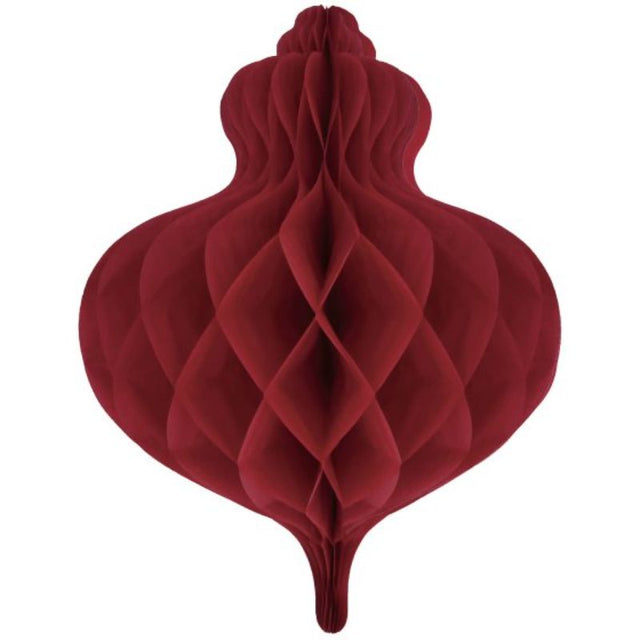 Stunning 40cm red honeycomb bauble decoration, perfect for festive holiday decor and gatherings, made from durable tissue paper.