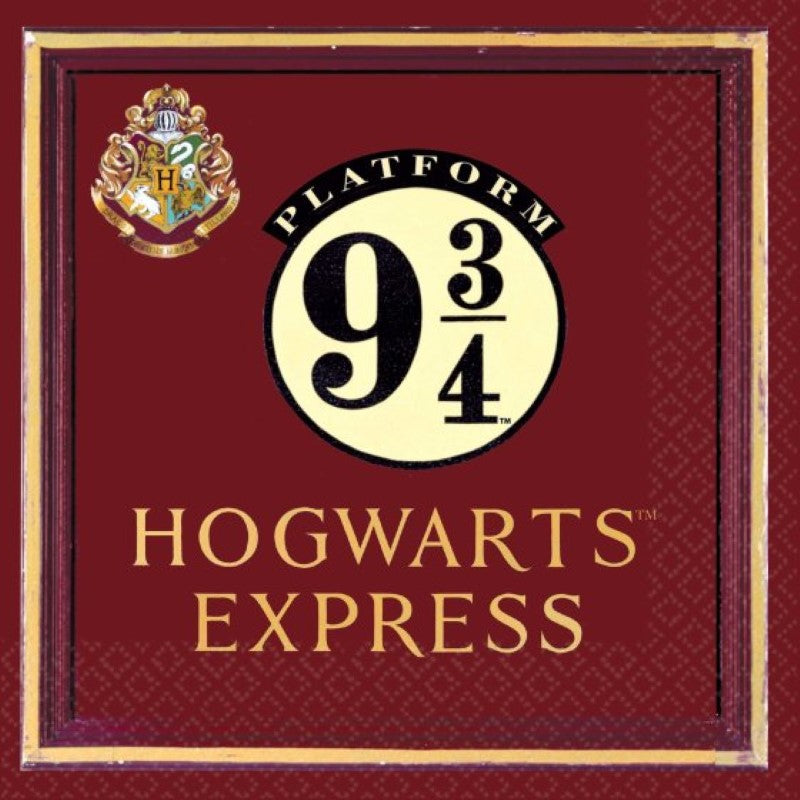 Set of 16 Harry Potter Hogwarts Express lunch napkins featuring iconic train design for magical party themes.