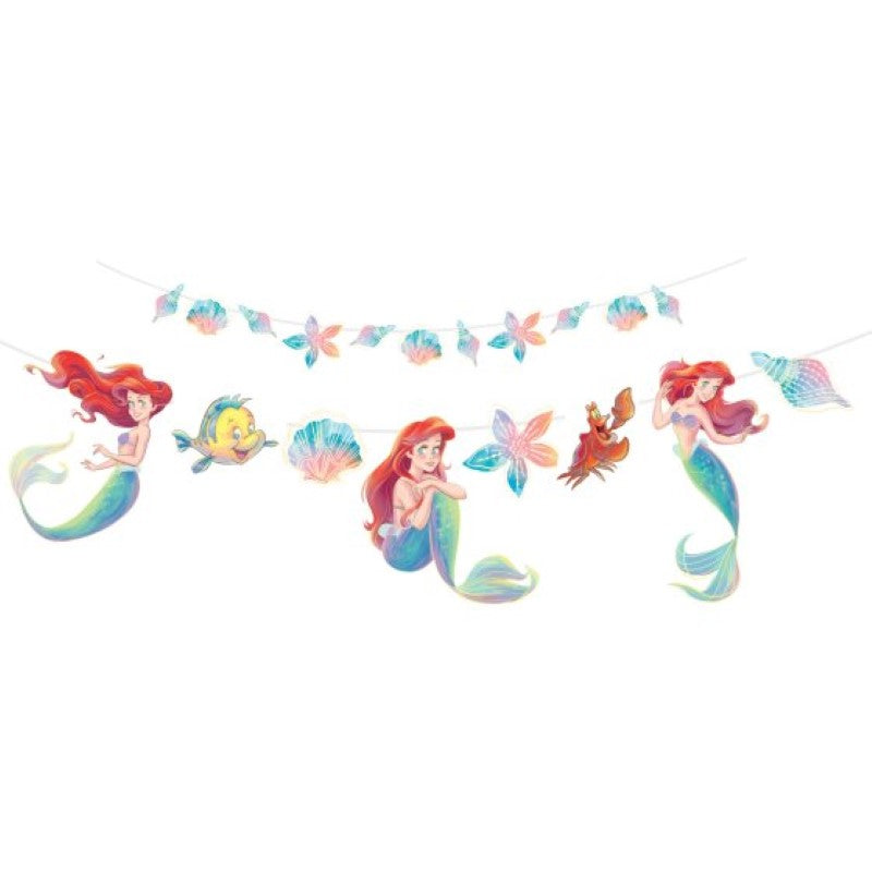 Colorful Little Mermaid garland banner set, perfect for themed parties and ocean-inspired decor.