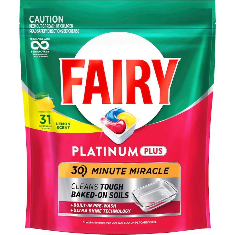 Fairy Platinum Plus Dishwasher Capsules Lemon 31pack