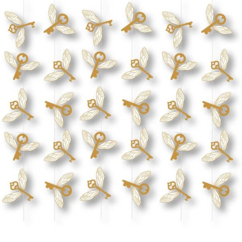Set of 6 Harry Potter flying key string decorations, perfect for magical holiday decor.