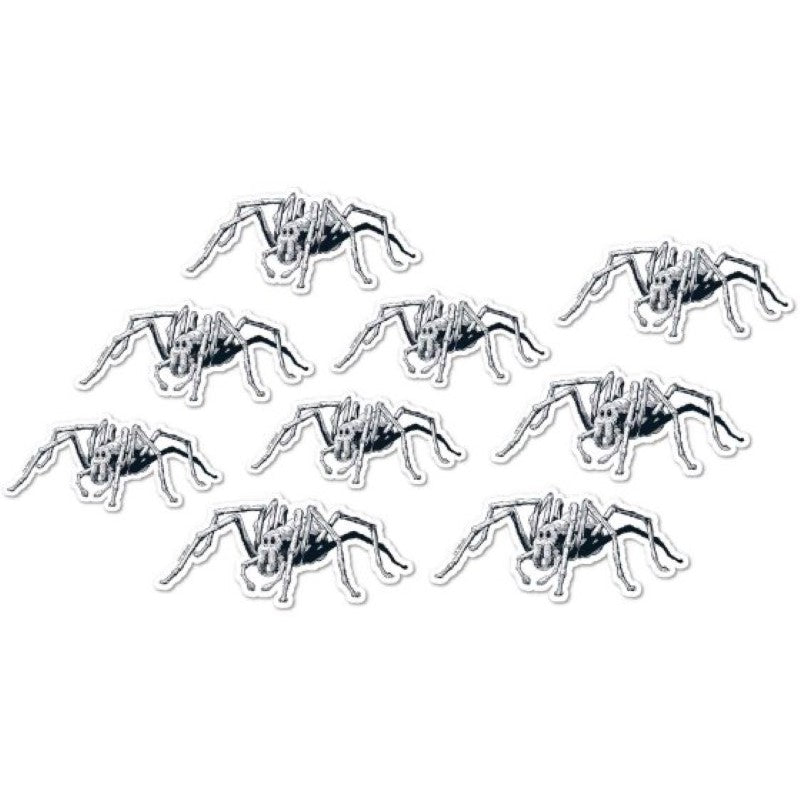 Set of 9 Harry Potter spider cutouts in various sizes for magical party decorations and themed events.