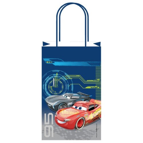 Pack of 8 Cars 3 Paper Kraft Bags, eco-friendly and vibrant, perfect for goodie bags or party favors inspired by Pixar's movie.
