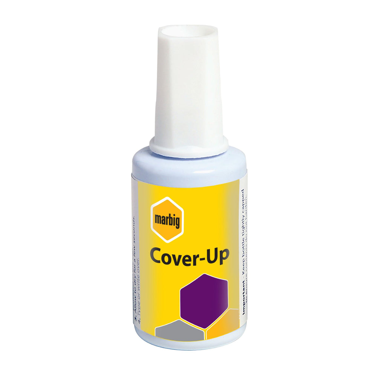 Marbig Correction Fluid Cover Up 20ml for quick, reliable corrections on various surfaces with smooth application and rapid drying.