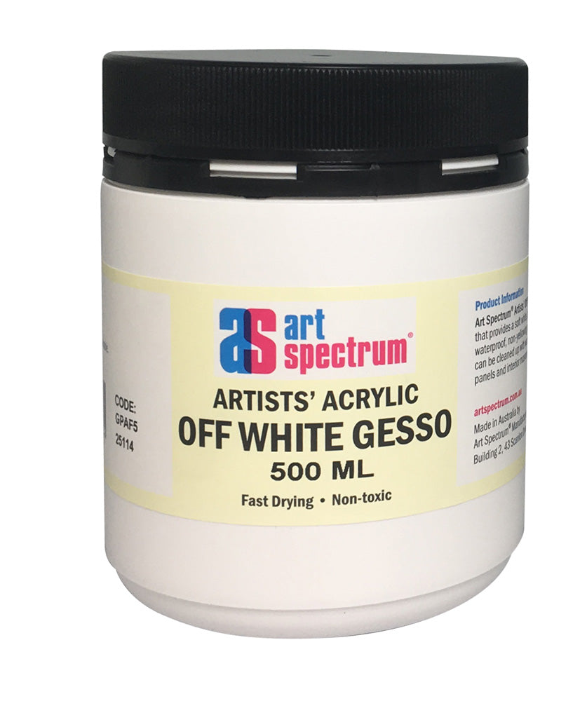 AS ARTISTS GESSO 500ML OFF WHITE, premium non-toxic gesso for smooth, vibrant art on canvas and wood surfaces.
