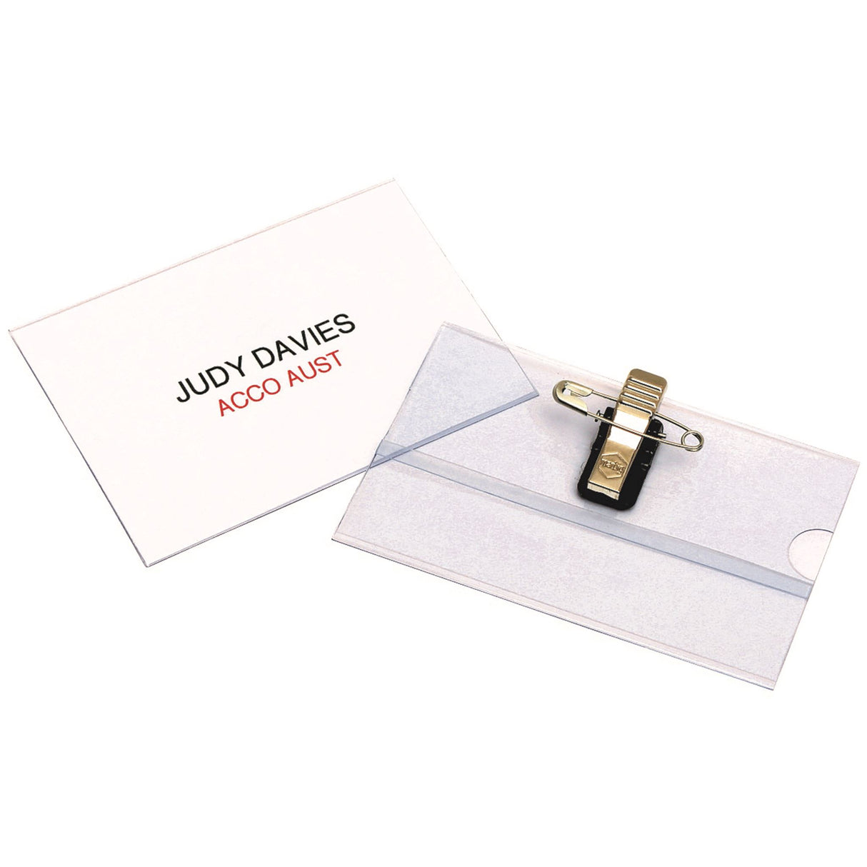 Rexel recycled ID card holders with pin, 50 pack, eco-friendly, for events like conferences and trade shows.