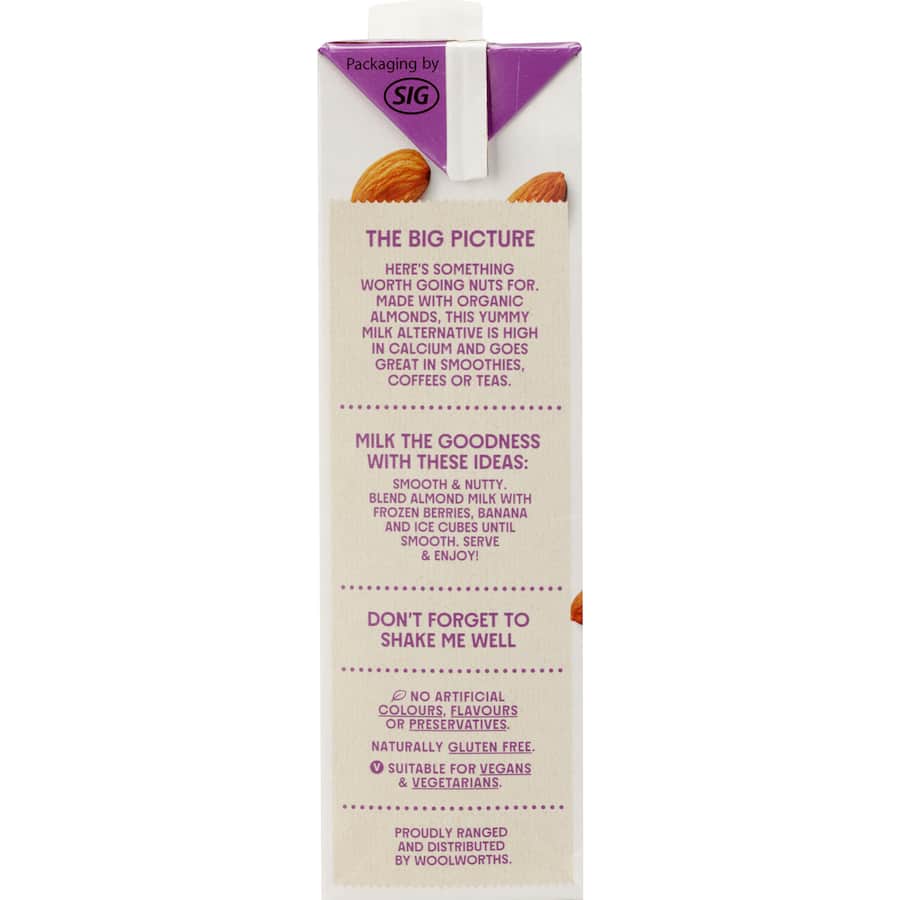 Macro Organic Almond Milk Unsweetened Carton 1L