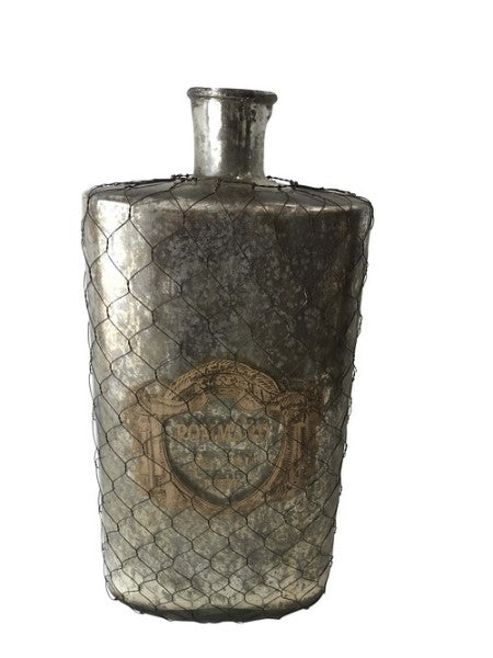 Glass Bottle / Vase - 46cm (Antique Silver Gold)