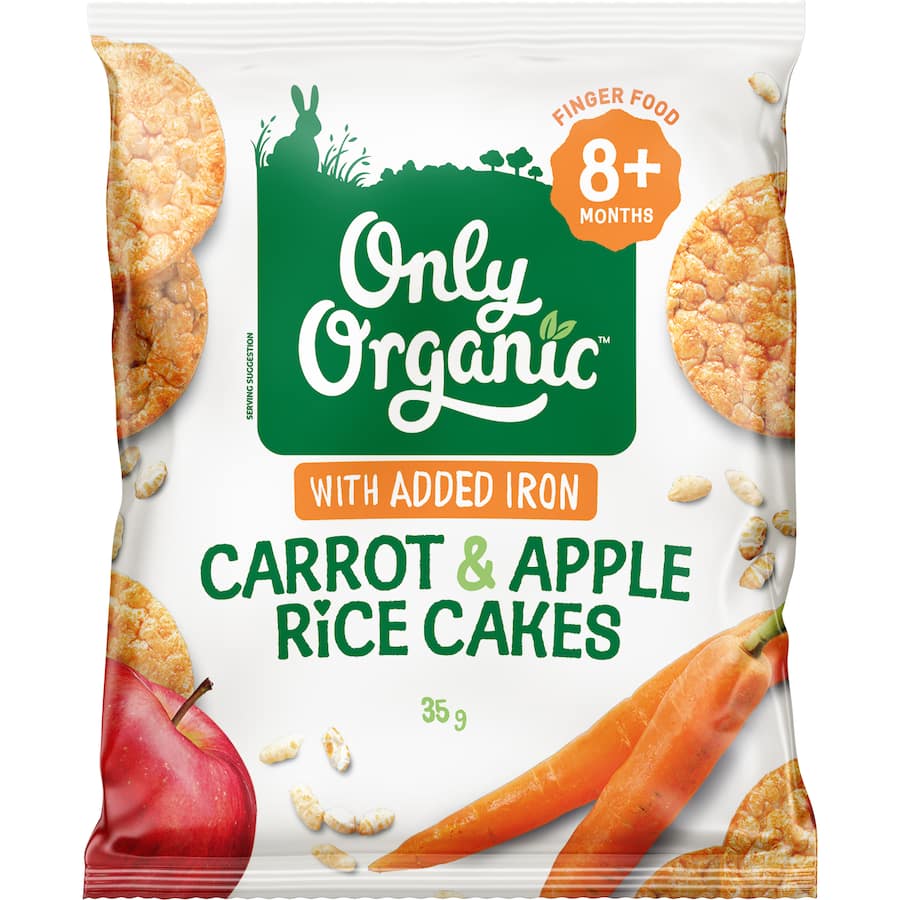 Only Organic Baby Snacks Rice Cakes Carrot & Apple 35g