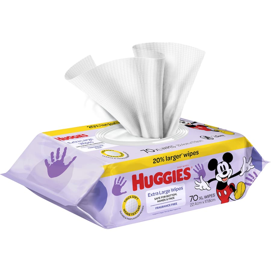 Huggies Thick Baby Wipes Extra Large Fragrance Free 70pack