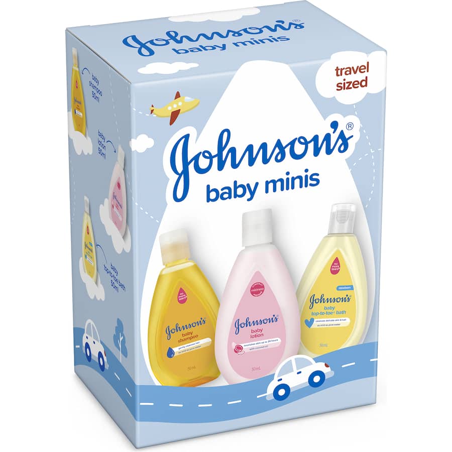 Johnsons Baby Starter Kit Minis Travel Sized 3pack
