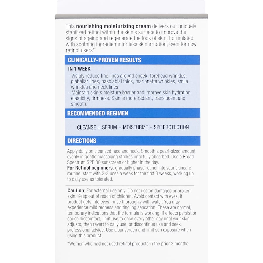 Neutrogena Visible Repair Face Moisturiser Regenerating Cream Retinol 50g