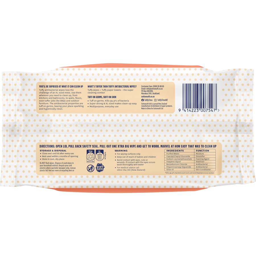 Tuffy Wipes Xlarge Antibacterial 40pack