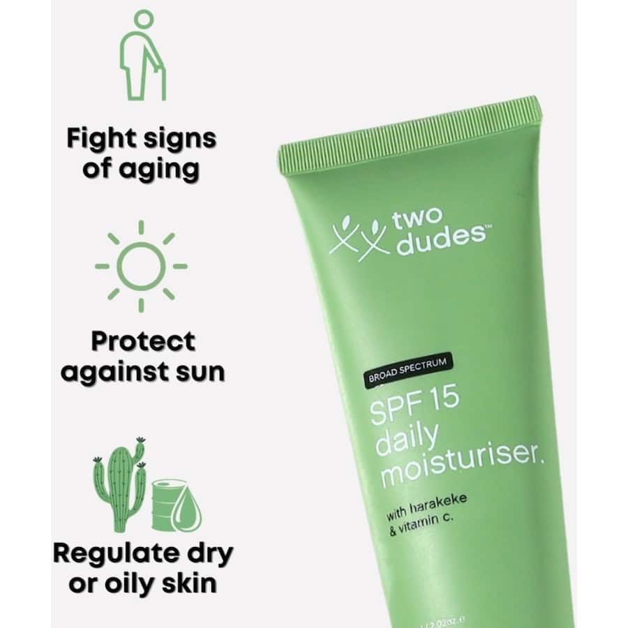 Two Dudes Facial Moisturiser Spf15 With Harakeke & Vitamin C 75mL