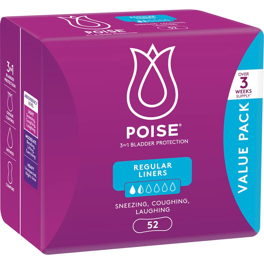 Poise Liners Regular Value Pack 52pack