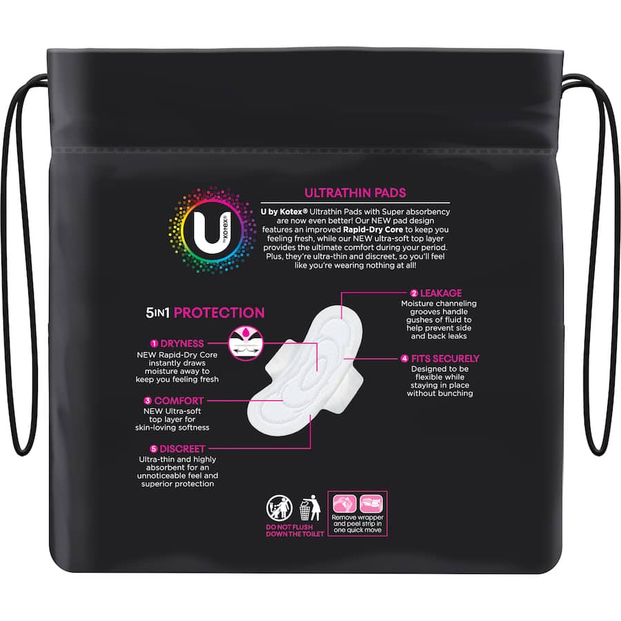 U By Kotex Pads Ultrathins Super Value Pack 18pack